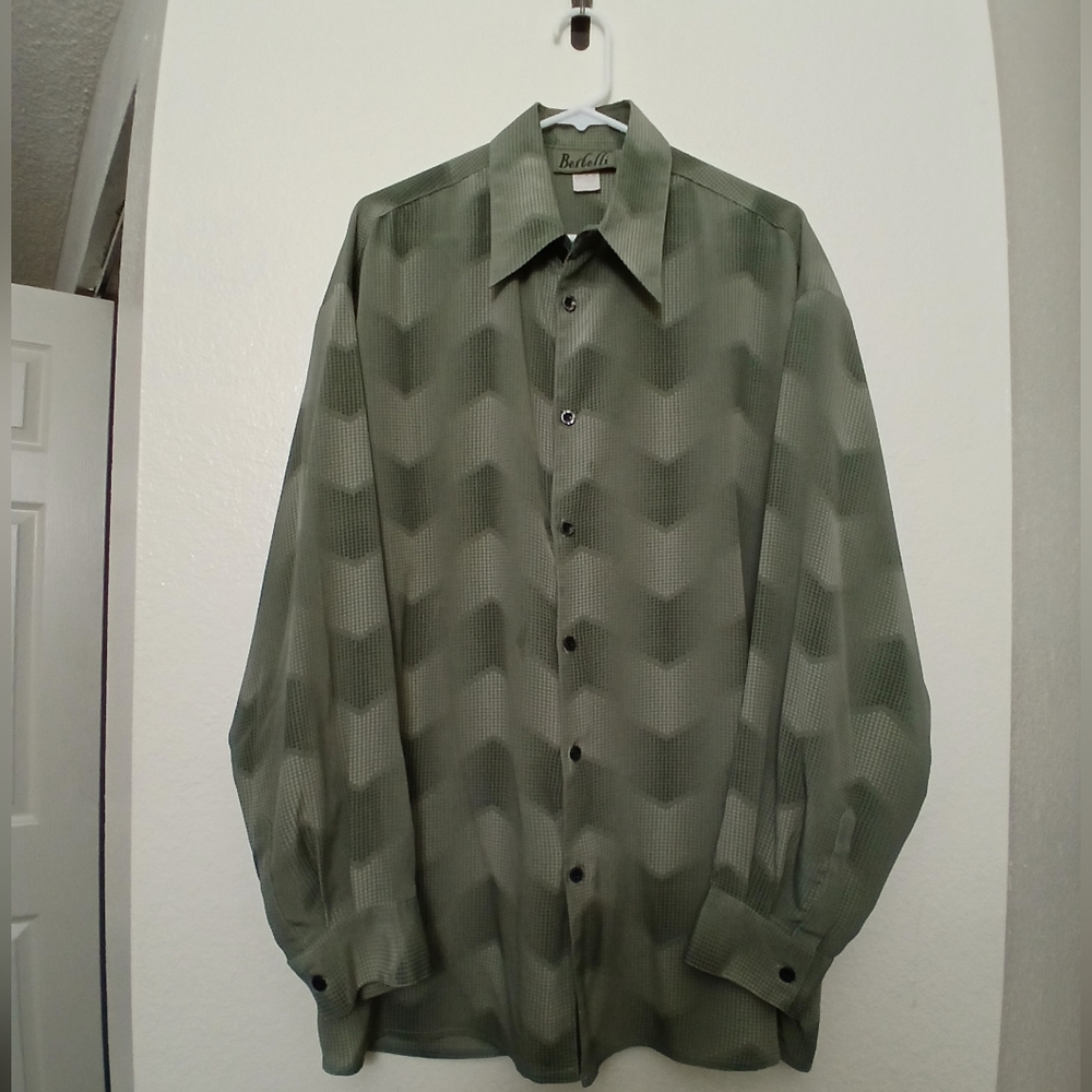 EUC VTG 90s Bertelli 100% Microfiber Casual Button Down Long Sleeve Shirt-XL